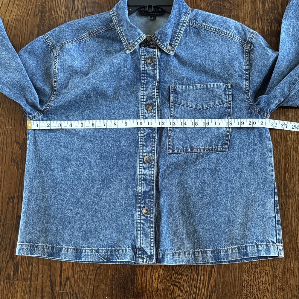 Jane & Delancey Blue Denim Button-Down Shirt Jacket ~ Sz M - Picture 6 of 12